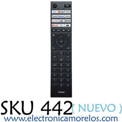 CONTROL REMOTO PARA TV TOSHIBA ORIGINAL NUEVO SMART TV / CON COMANDO DE VOZ / NUMERO DE PARTE CT-95052 / RF474A-T1-03 / 2204200023 / 315557
